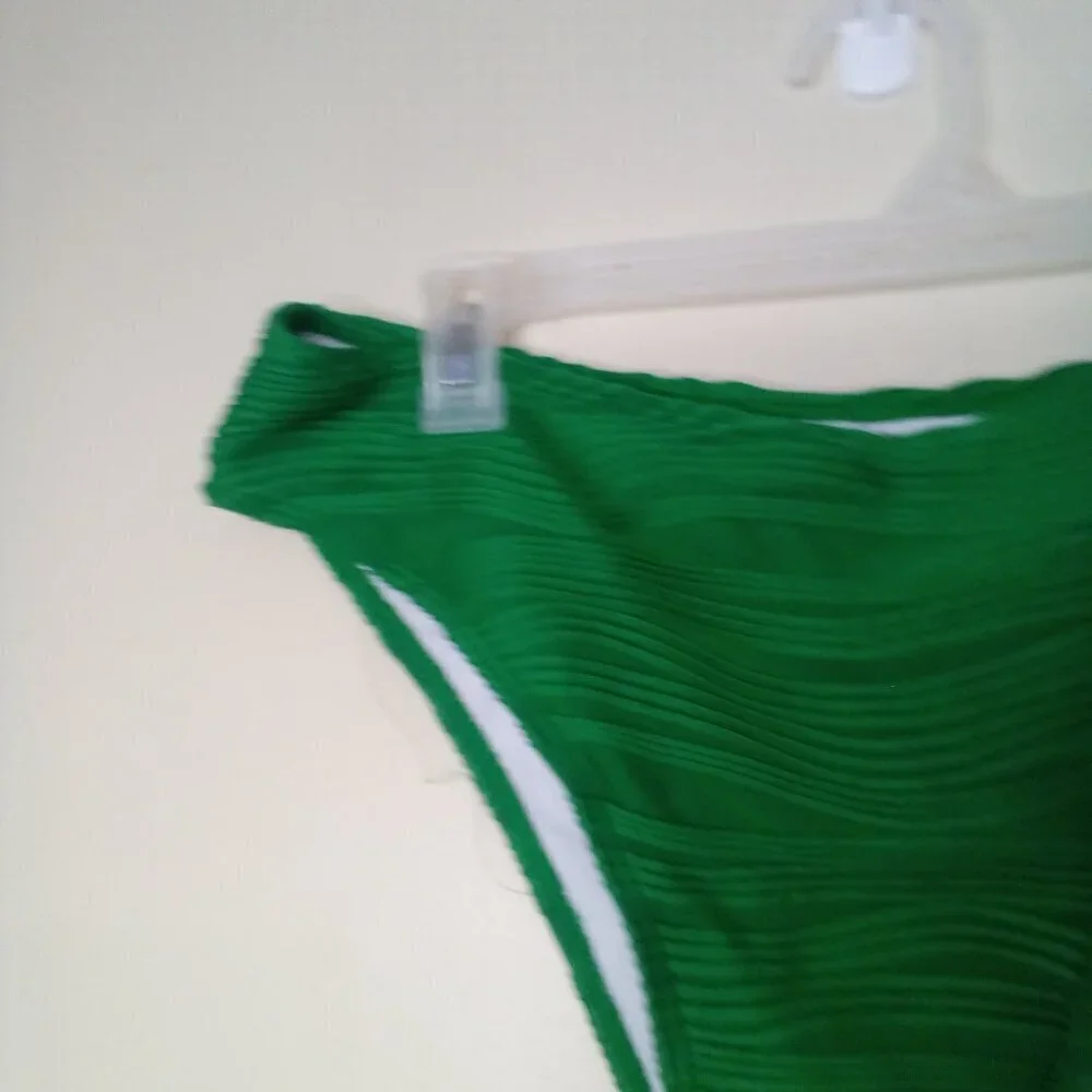 Zaful Swimsuit Bikini Women XL 2 Piece High Rise Ribbed Textured Green